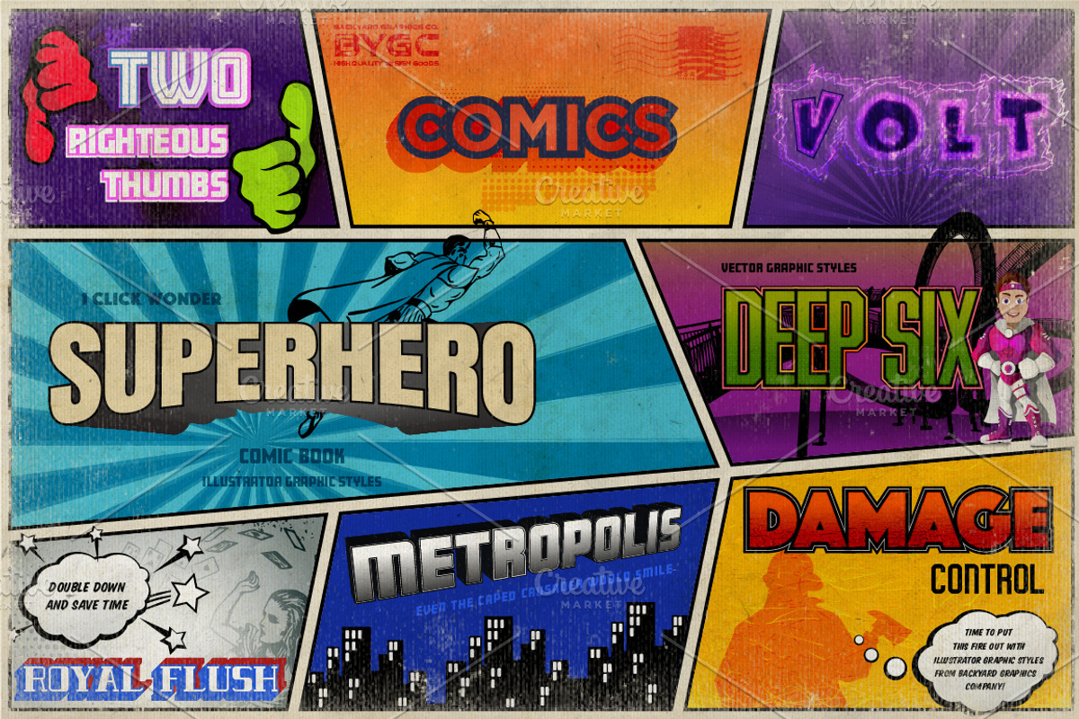 SuperComic Power Pack, a Brushes & More by BackYard Graphics Co. (Photo 3 of 9)
