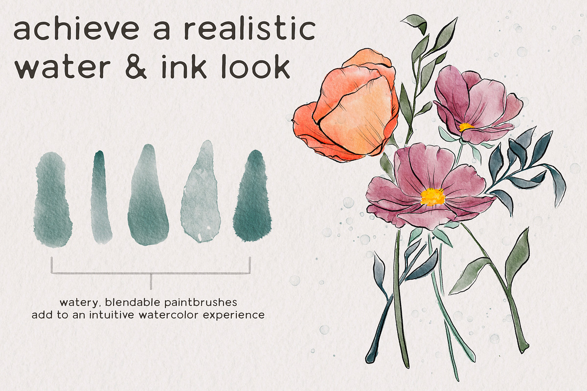 Ink & Watercolor Procreate Brushes, a Brush Add-On by Wooly Pronto (Photo 2 of 9)