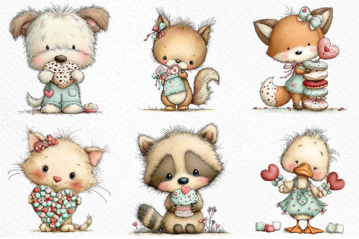 Whimsical Valentine Sweet Animals, an Illustration by Craft Nest (Photo 6 of 11)
