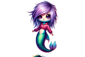 Cute Emo Mermaid Clipart Set