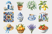 Watercolor Mediterranean Clipart, a Seasonal Illustration by Design Market (Thumbnail 2 of 5)