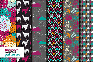 Set of 6 bright seamless patterns