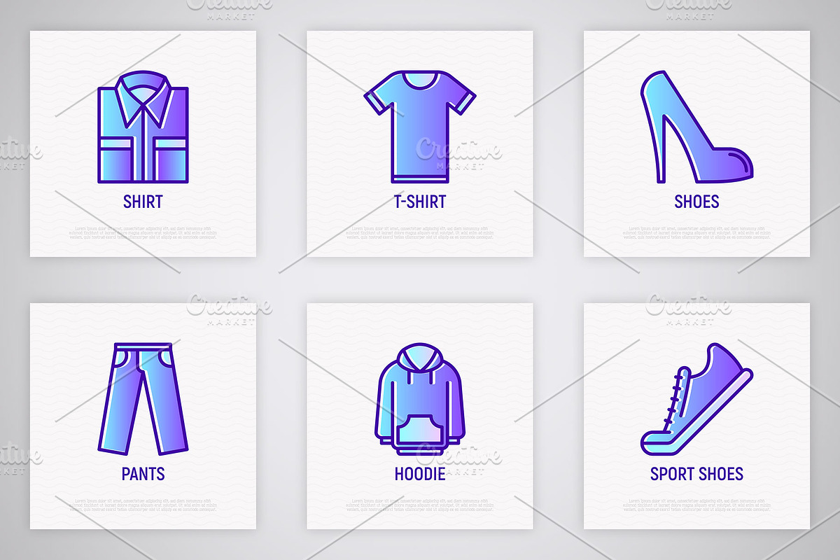 Clothes | 16 Thin Line Icons Set, an Outline Icon by Alex Blogoodf (Photo 4 of 7)