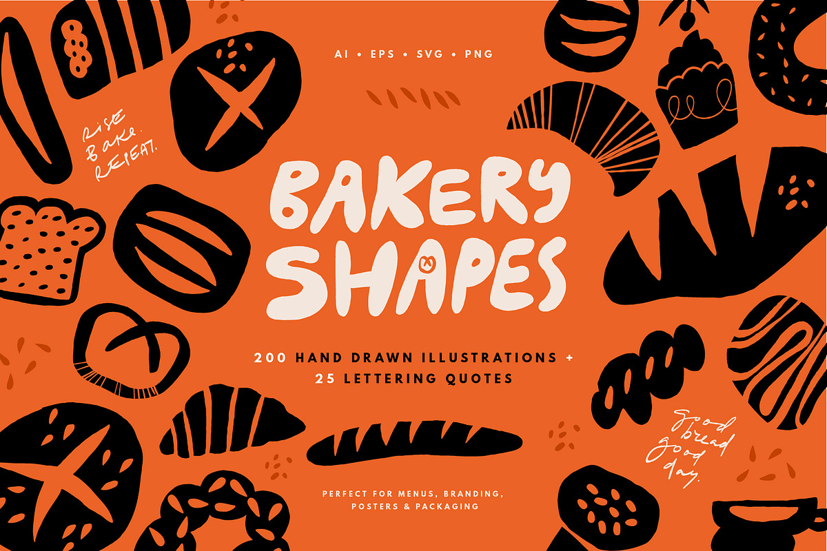 BAKERY SHAPES | HAND DRAWN CLIPART, a Decorative Illustration by Favete Art (Photo 1 of 22)