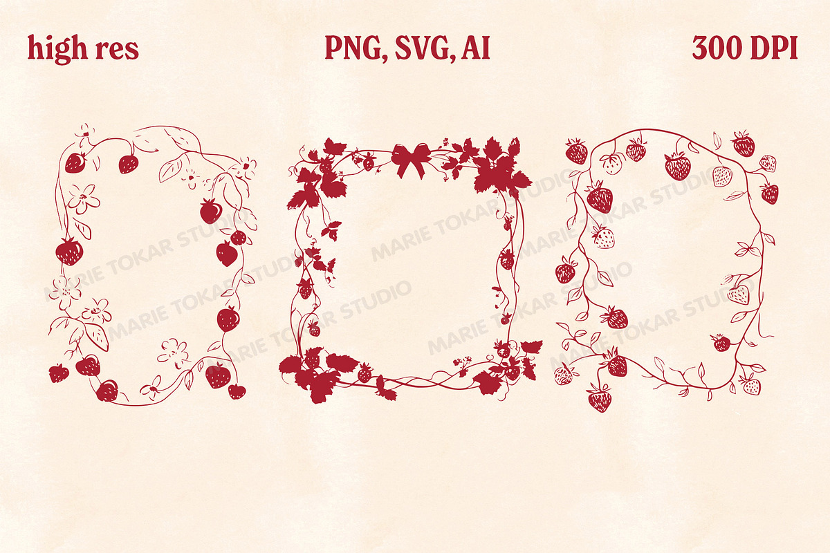 Whimsical Berry Fruit Bundle SVG PNG, a Food Illustration by Marie T (Photo 8 of 36)