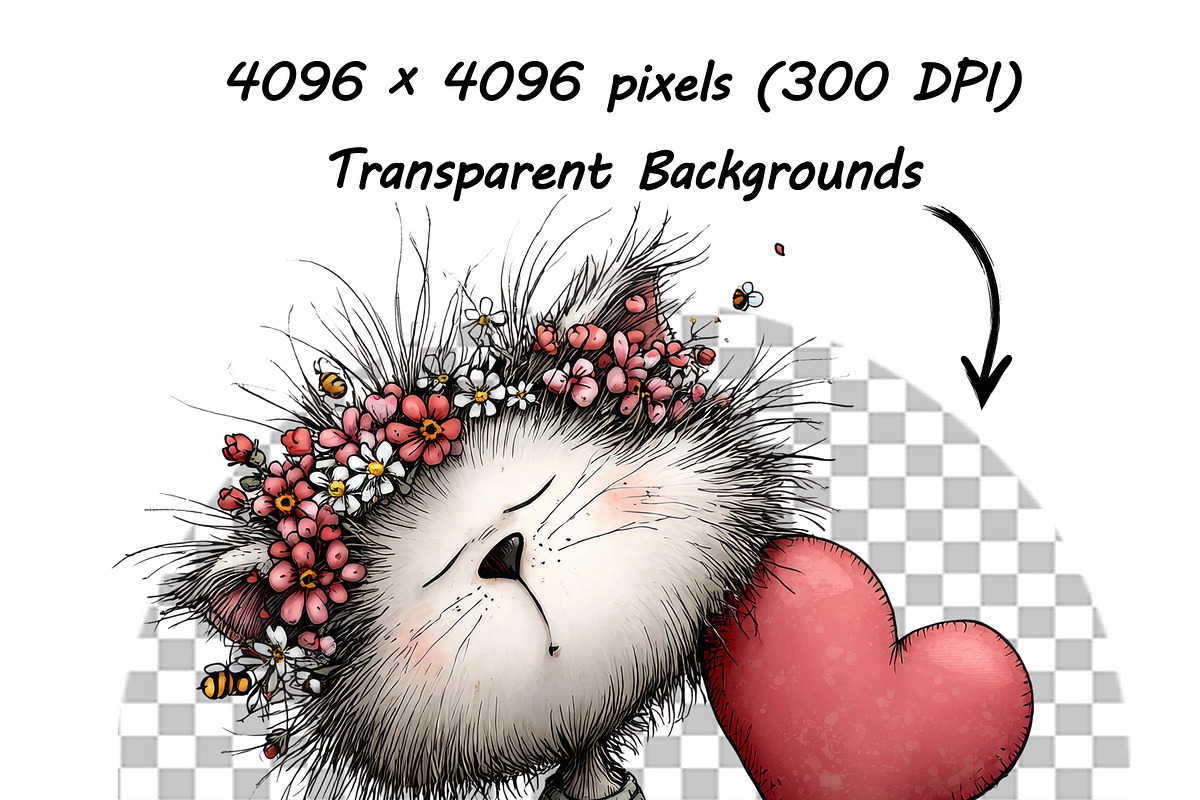 Whimsical Floral Cat Clipart Bundle, an Animal Illustration by one-touch (Photo 10 of 18)