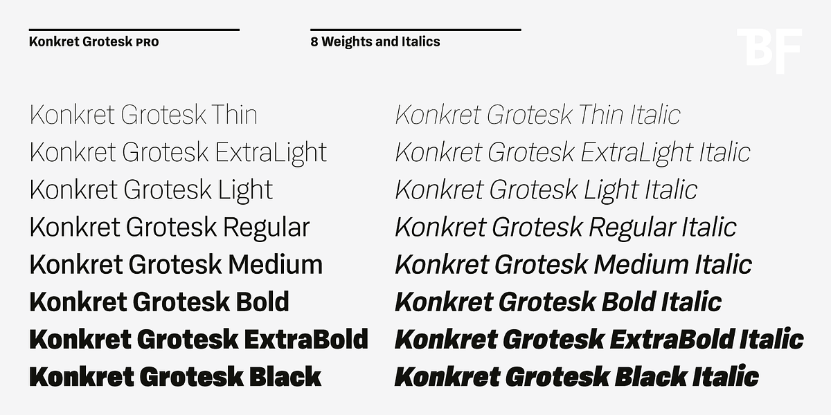 BF Konkret Grotesk Pro, a Sans Serif Font by BrassFonts (Photo 11 of 14)