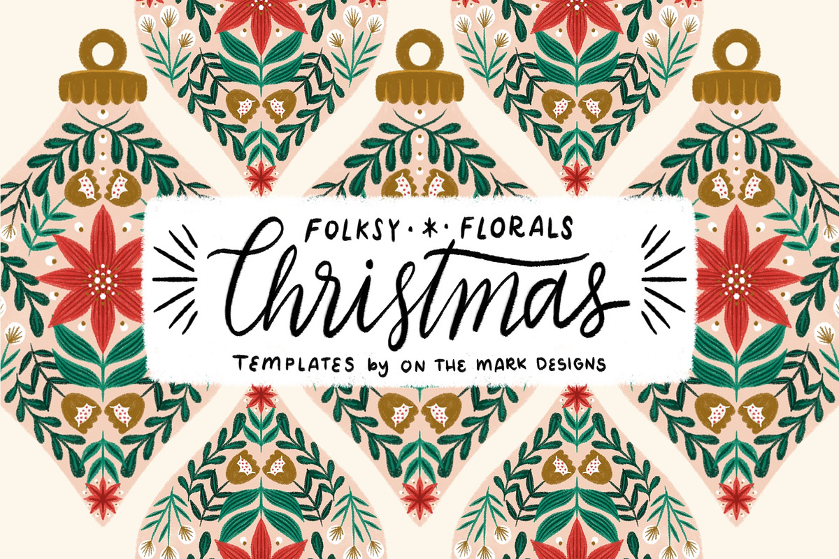 Folksy Florals Christmas Templates, an Illustration by On the Mark Designs (Photo 1 of 7)