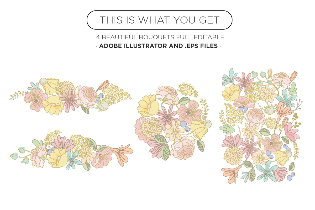 Spring Flowers . Vectors Ai, a Decorative Illustration by tomodachi studio (Photo 2 of 5)