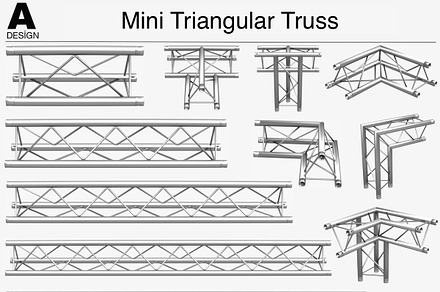 Mini Triangular Trusses- 14 PCS, an Architecture 3D Model by akerStudio