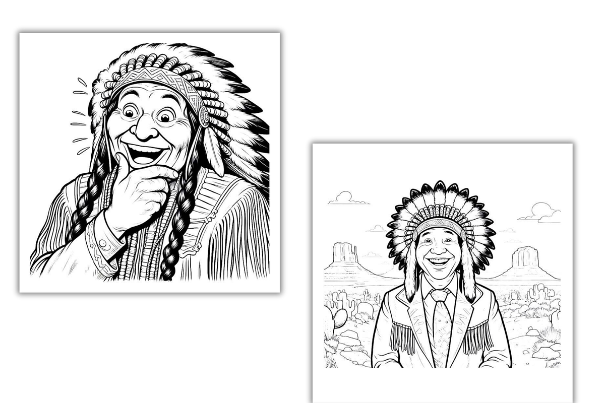 Funny Native Americans Coloring Book, a Person Illustration by Sourcedigi (Photo 3 of 3)