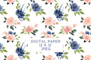 Blush and Blue Watercolor Flowers, an Illustration by Graphic Blue Bird (Thumbnail 7 of 9)