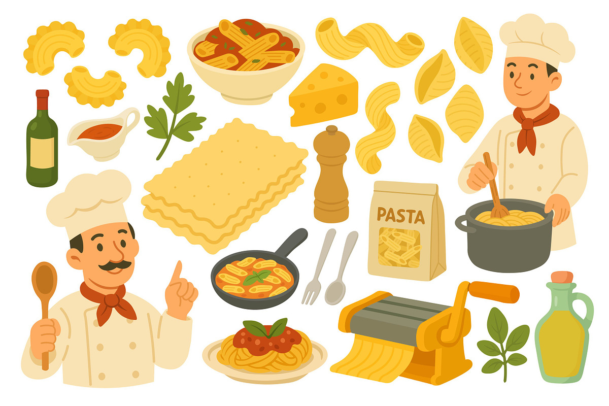 Pasta Set, a Food Illustration by ananastya (Photo 2 of 8)