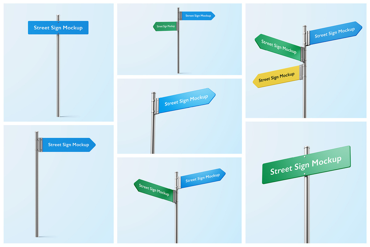 Street Direction Sign Mockup Set, a Product Mockup by Deeplab (Photo 2 of 10)