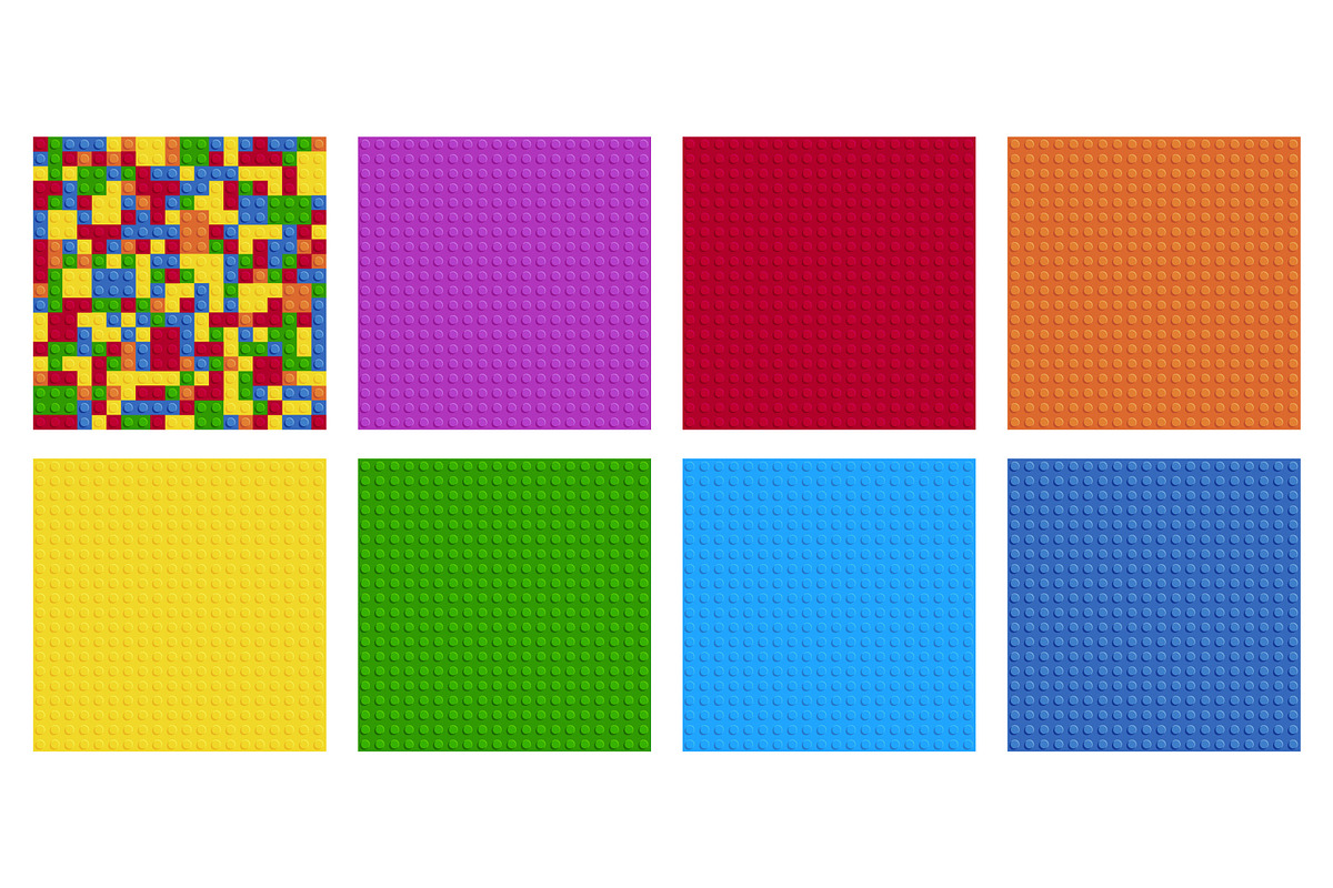 Plastic Toy Bricks Seamless Patterns, a Texture Graphic by Plaid4You (Photo 2 of 11)