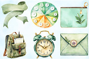 Watercolor Green Planner Clipart, an Illustration by Craft Nest (Thumbnail 3 of 9)