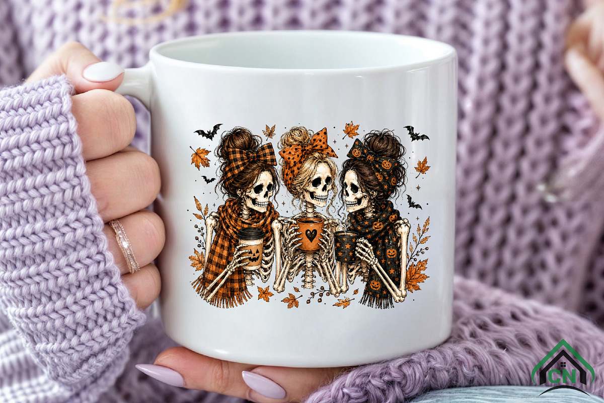 Halloween Fall Cozy Skeleton Coffee, a Seasonal Illustration by Craft Nest (Photo 6 of 6)