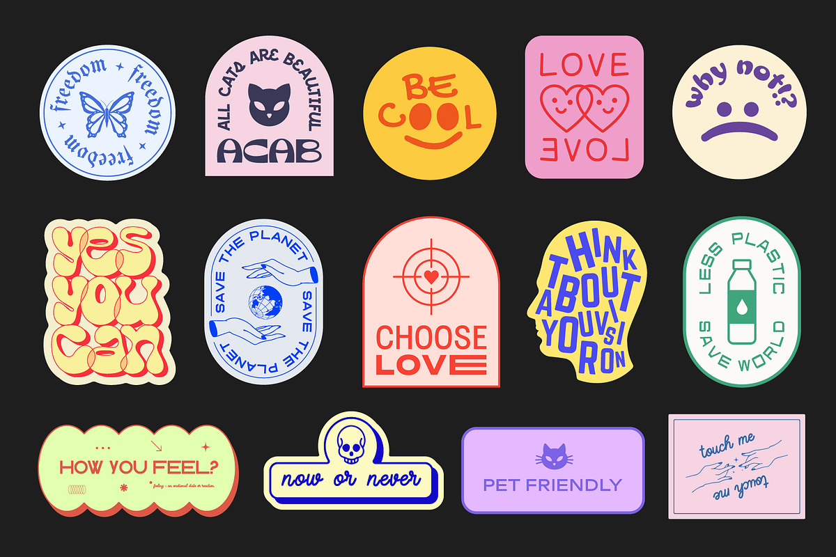 COOL Y2K STICKERS VECTOR SET, a Decorative Illustration by craftlove (Photo 7 of 12)