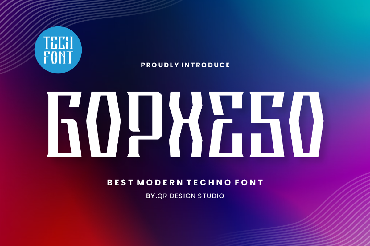 Gopxeso - Digital & Tech Font, a Serif Font by QR Design Studio (Photo 1 of 6)