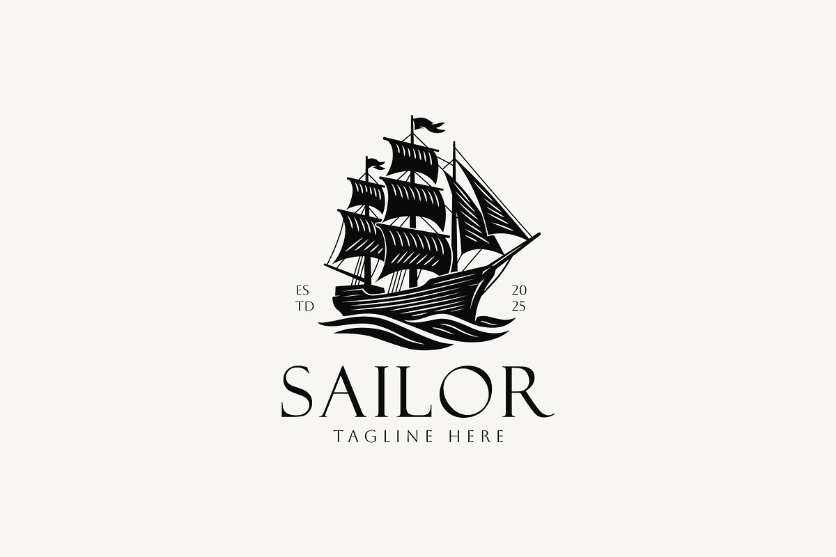 Nautical Logo Ship Sailboat Ocean, a Branding & Logo Template by Signatoro (Photo 4 of 4)