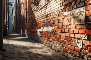 Narrow sunlit alleyway between old, an Architecture Photo by MistyDay