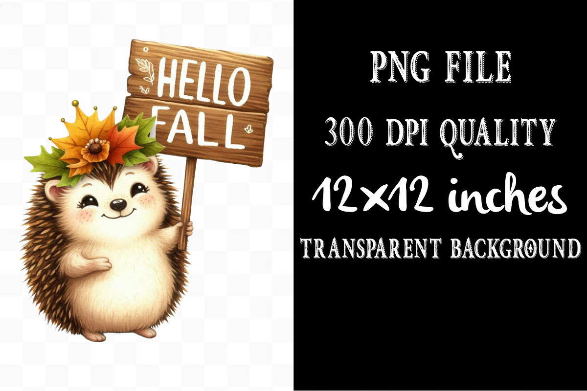 Cute Autumn Hedgehog Garden Clipart, an Illustration by Designking (Photo 4 of 4)