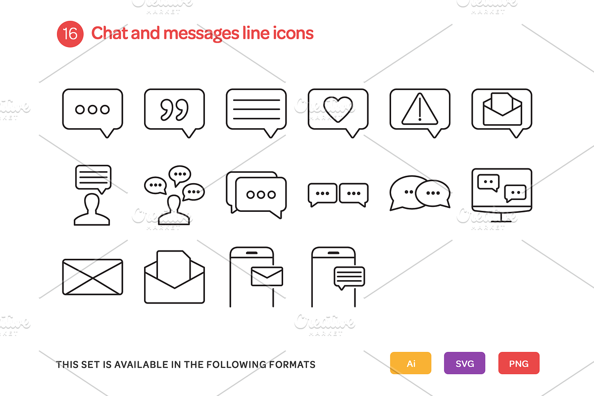 Chat and Messages Line Icons Set, an Icon by Vectopus.com (Photo 2 of 3)