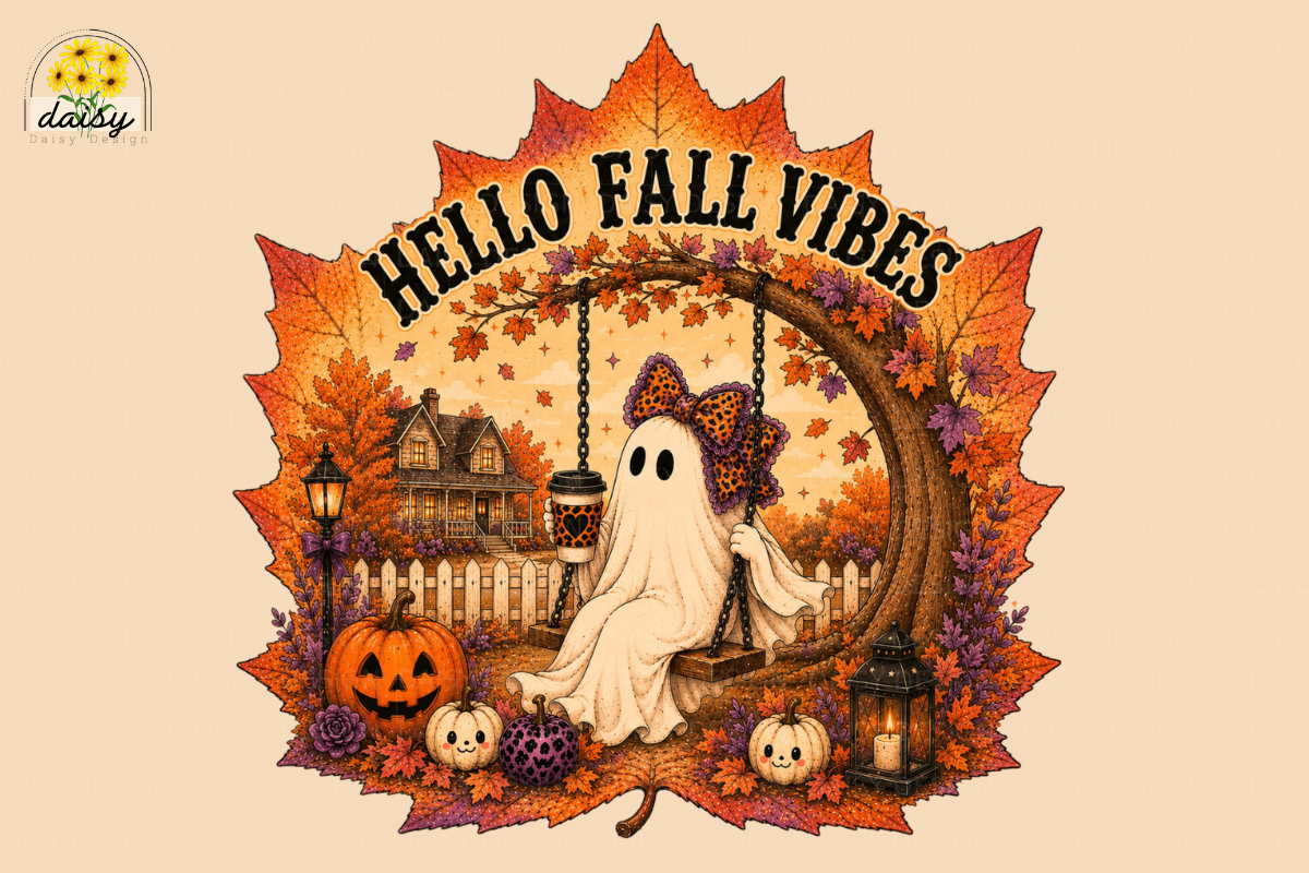 Cute Fall Ghost Halloween Png Bundle, a Seasonal Illustration by Daisy Design (Photo 6 of 23)