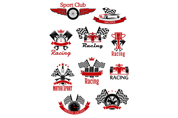 Motorsport and racing symbols, an Icon by Vector Tradition