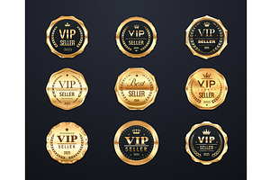 Best and vip seller golden labels, a Decorative Illustration by Vector Tradition