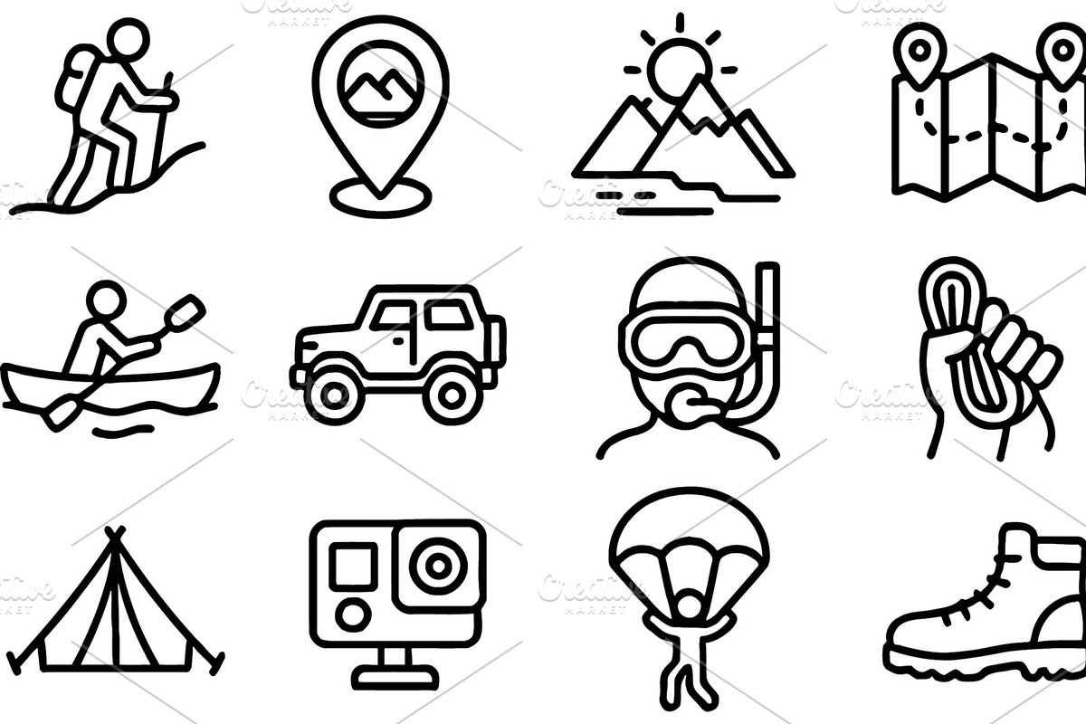 Explore outdoor adventure icons, a Sport Illustration by ZinetroN