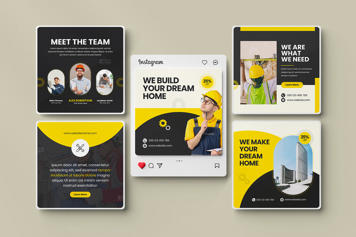 Construction Social Media Canva, a Social Media Template by Pixelpick (Photo 2 of 5)