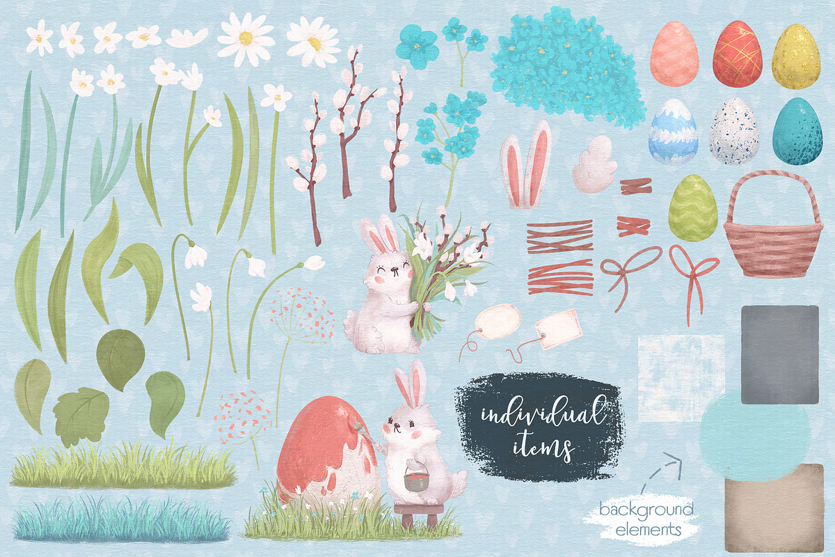 Easter spring kit, an Animal Illustration by ZapolzunArt (Photo 4 of 10)