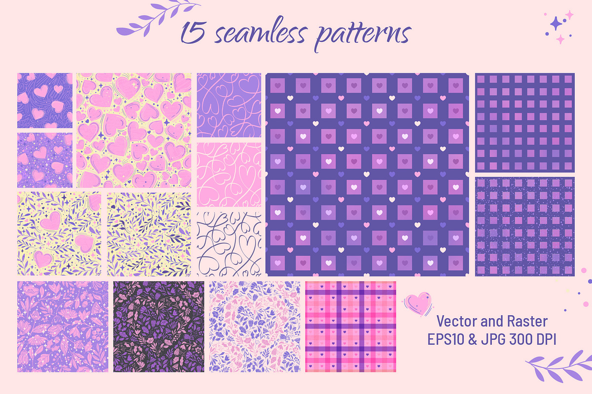 Purple Romance Set, a Pattern Graphic by Zim Varezhkin (Photo 2 of 6)