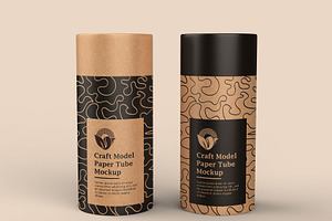 Craft Paper Tube Mockup PSD