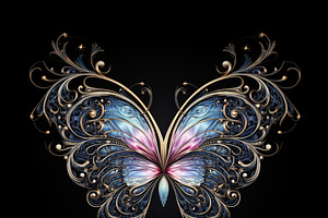 A Beautifully Intricate Butterfly Design Featuring Ornate Patterns And Vibrant