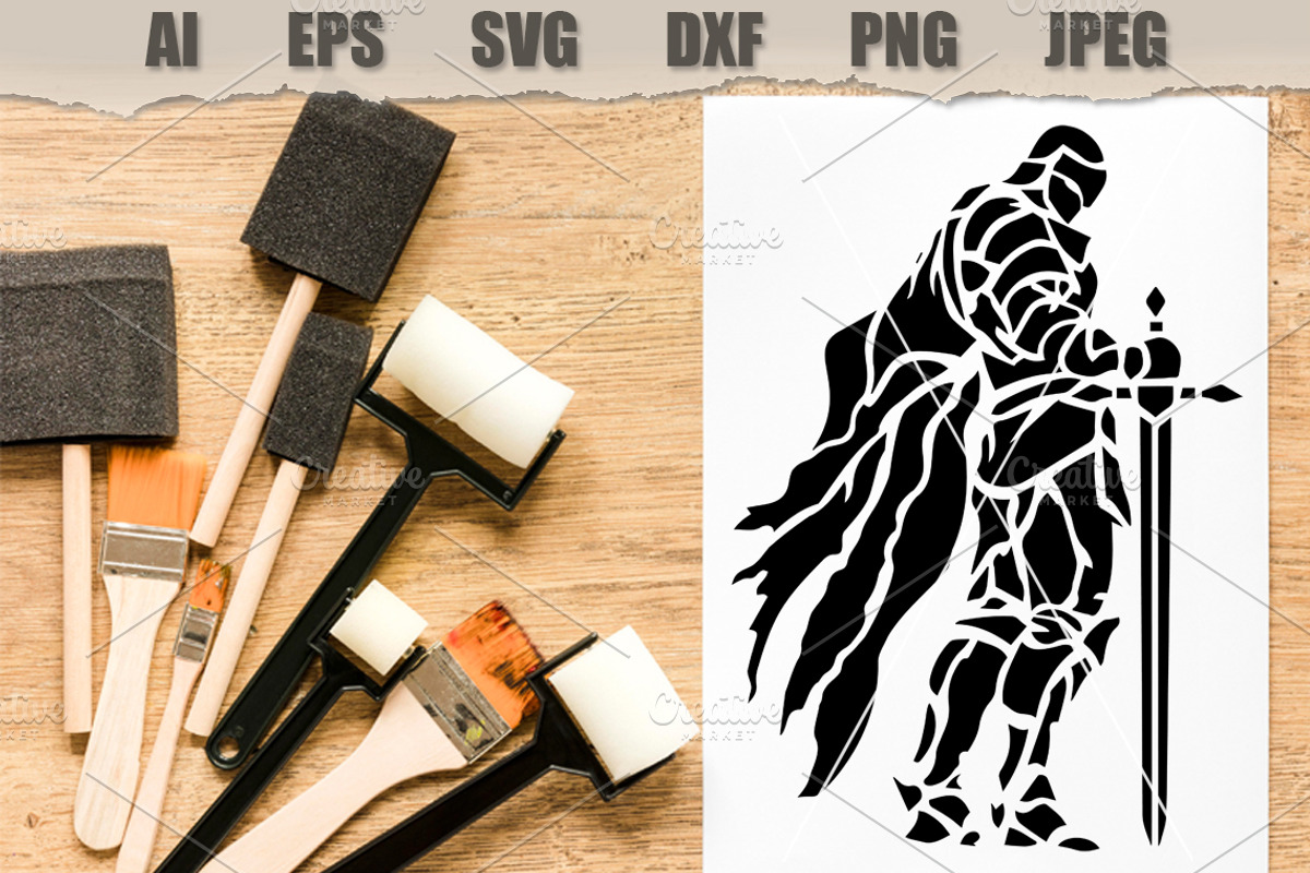 Stencil Dark Knight Warrior, a Decorative Illustration by MARYCRAFTIRIA (Photo 2 of 3)