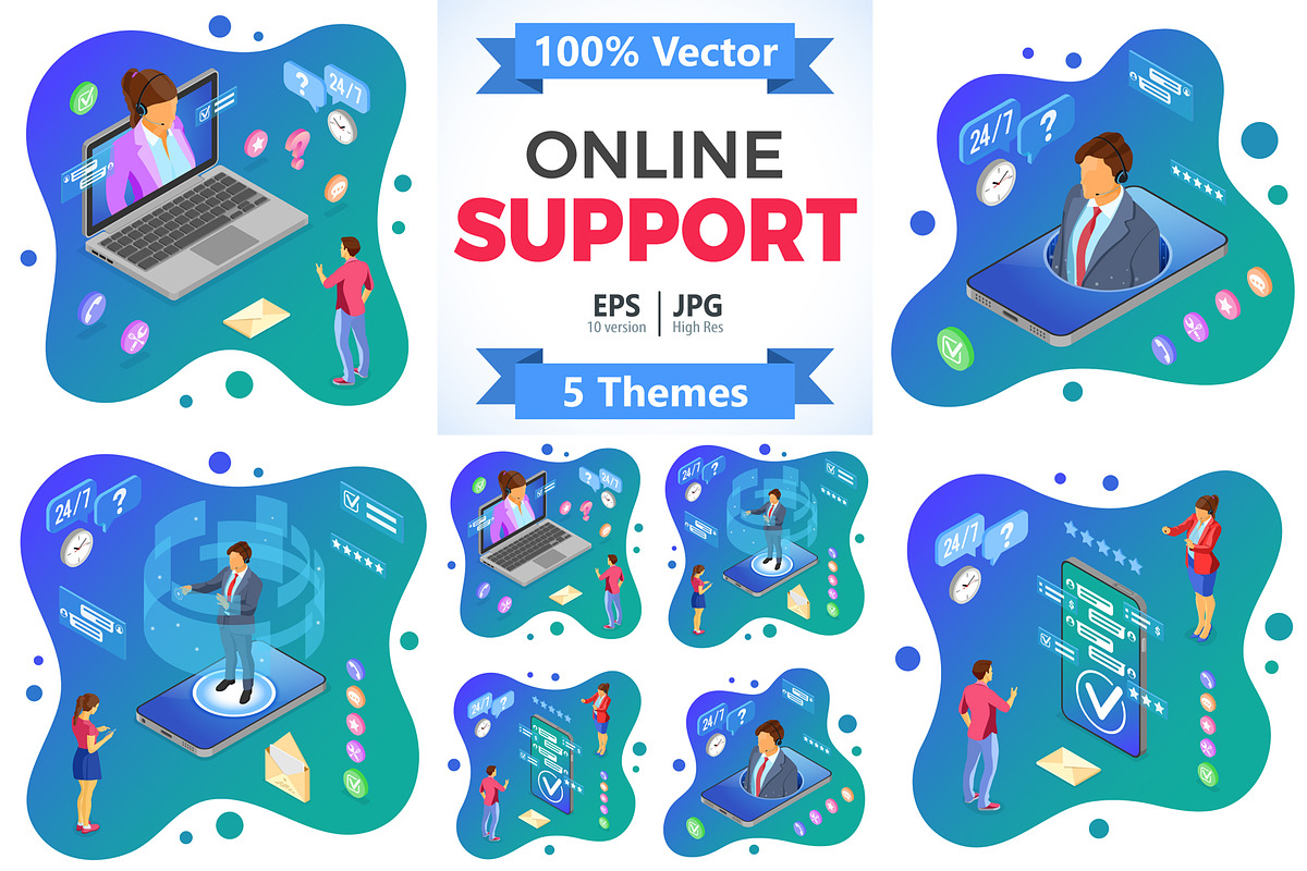 Isometric Online Customer Support, a Person Illustration by TAlex (Photo 1 of 6)