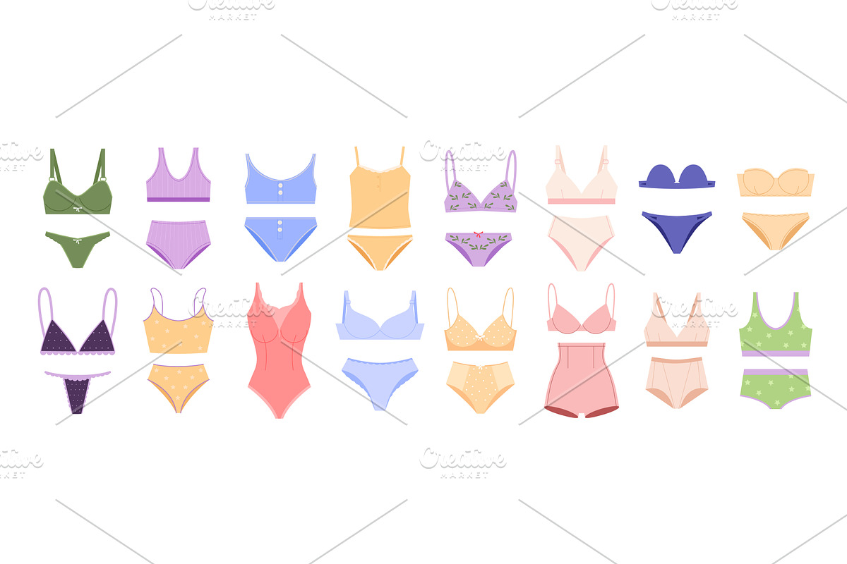women's lingerie big set. bikini, an Object Illustration by Multigon
