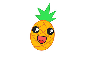 Pineapple Cute Kawaii Character