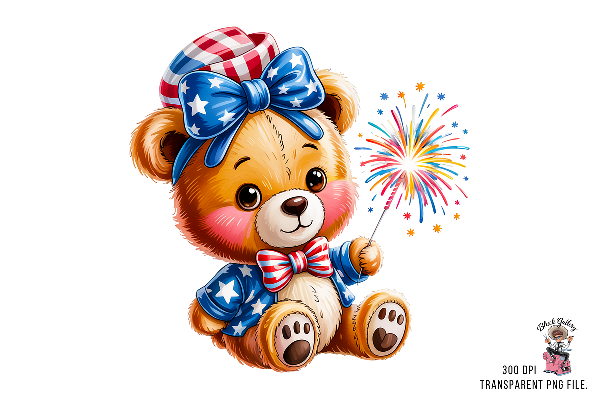 4th of July Cute Bear PNG Bundle, an Illustration by Clipart Bloom (Photo 2 of 11)