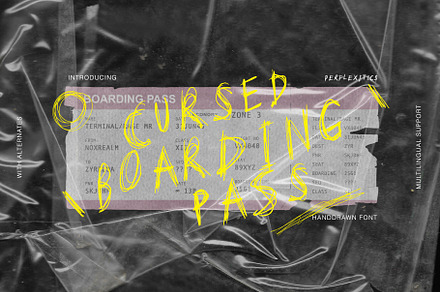 Cursed Boarding Pass Handdrawn Font, a Handwritten Font by Perplexitics