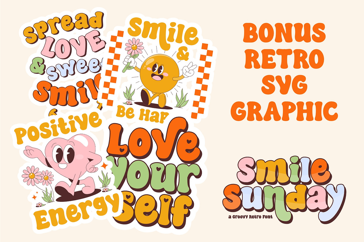 Smile Sunday - Cute Groovy Font, a Handwritten Font by Keithzo (Photo 6 of 7)