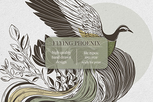 Hand Drawn Digital Wallpaper Phoenix, a Wallpaper Graphic by Nature.Of.Kate