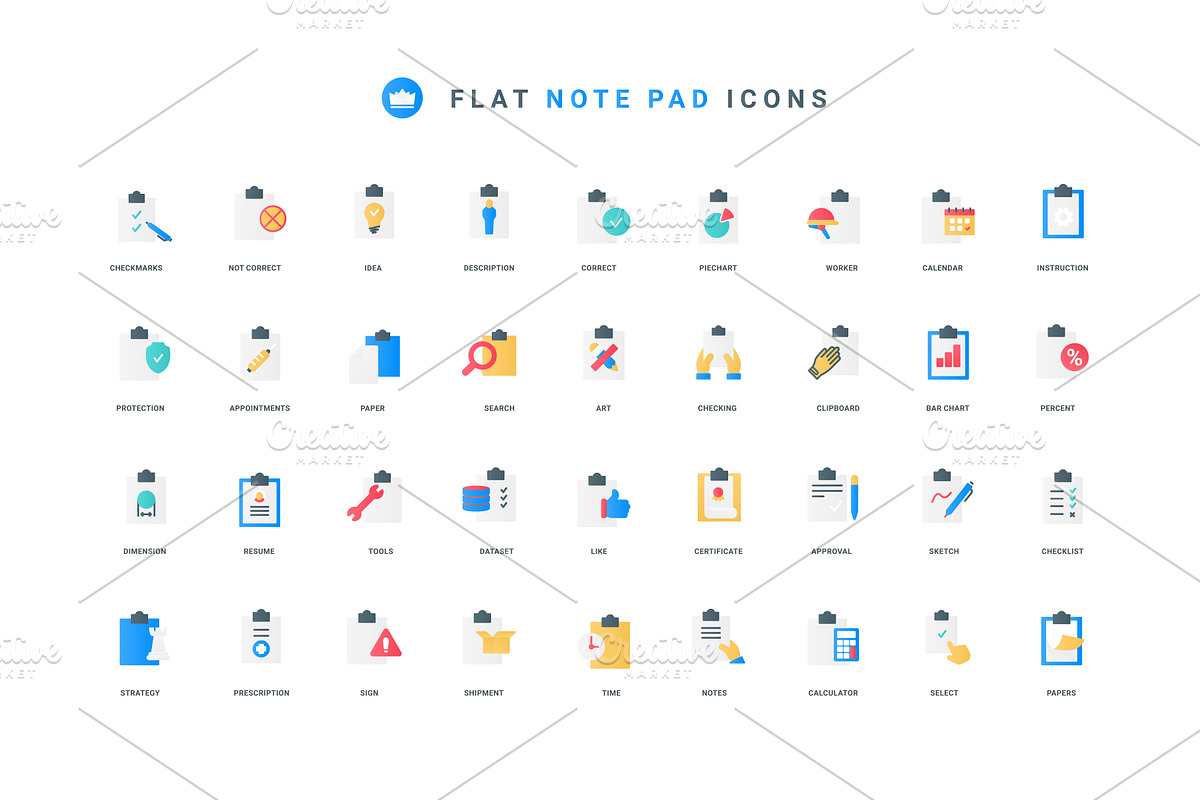 Notes paper document business icons, an Object Illustration by Lemberg Vector