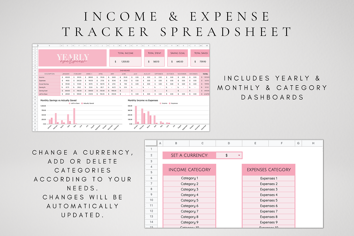 Digital Income & Expense Template, a Templates & Theme by BRANDcontent