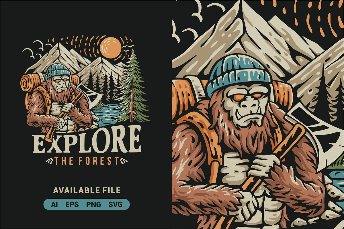 Gorilla Lumberjack Vector, an Illustration by ImoogiStudio