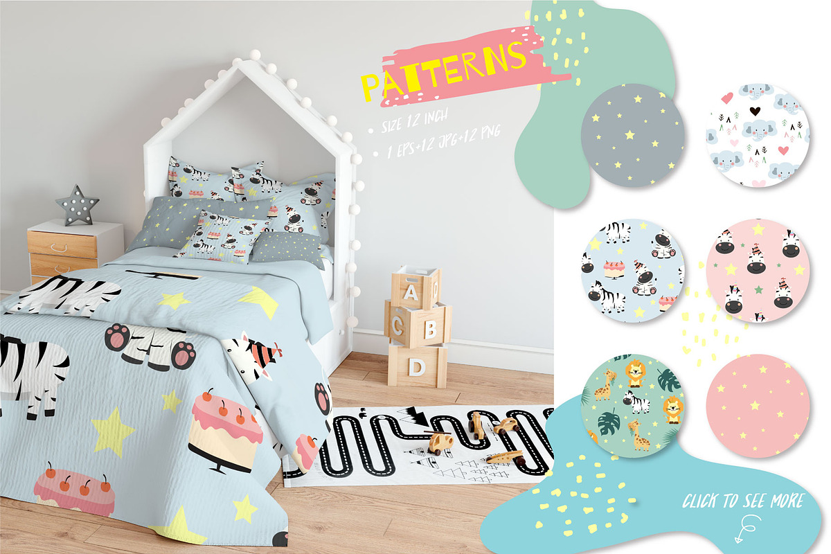 Cute safari set print and pattern, an Animal Illustration by Piixypeach (Photo 5 of 10)