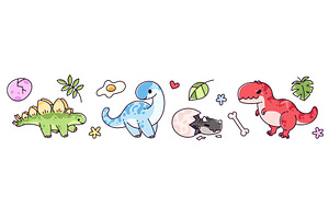 Cute dinosaur characters set, an Animal Illustration by art PVP - market
