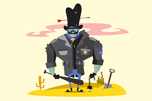 Wild West Sheriff Cartoon Character